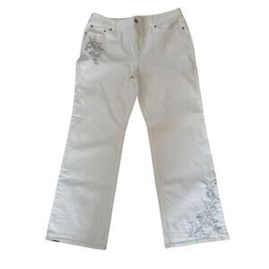 Loft White with silver embroidery Jeans size 4